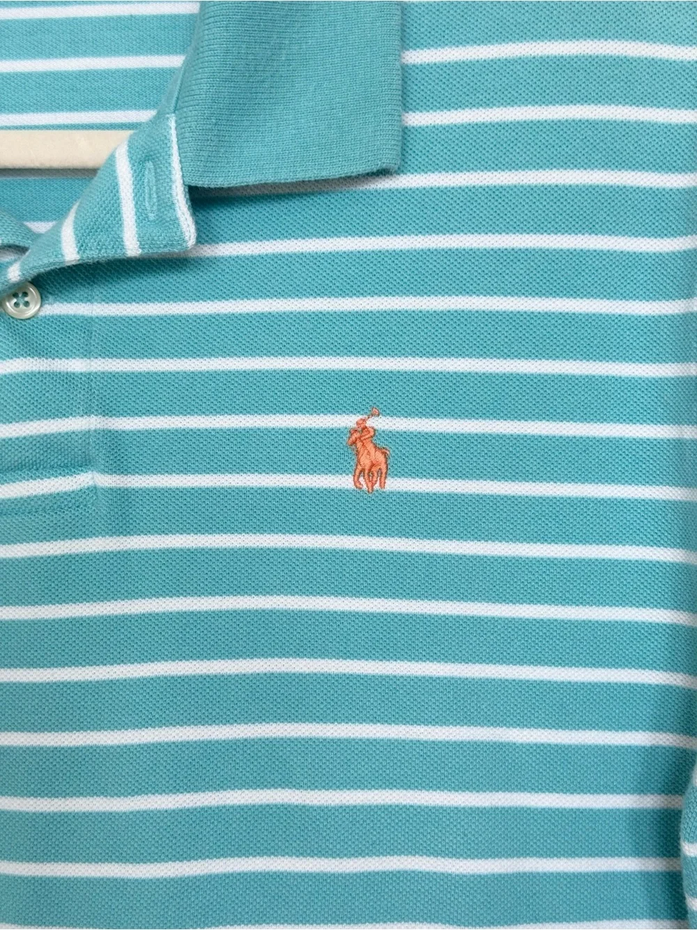 Vintage Y2K Polo Ralph Lauren Striped Polo Shirt - Aqua/Turquoise